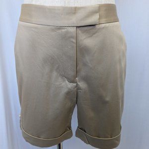 Brooks Brothers Women Beige Anchor Button Cotton Shorts Size 8
